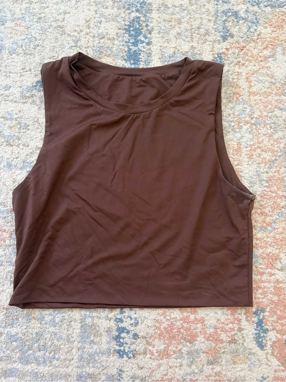 Women’s Brown Sleeveless Crop Tank Top — High Neck